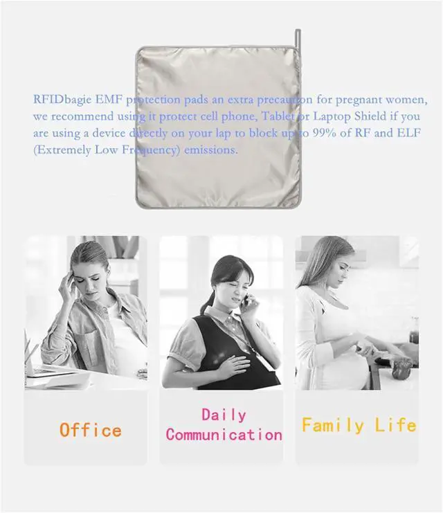 Alt view image 3 of 5 - Anti Radiation Labtop Pad,Laptop EMF Radiation Blocking Pad Computer Tablets Notebooks Thigh Pad Shield Protection Pouch Faraday Fabric Bag,5G RF GPS RFID Security Pouch (Set-3pcs)