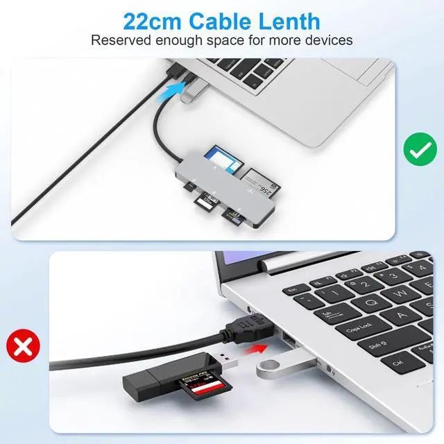 Alt view image 4 of 5 - CFast 2.0 Card Reader, USB C CFast Card Reader 3.0 5Gbps CFast/CF/SD/TF/XD - 5 in 1 Memory Card Reader/Adapter for San Disk, Lexar, Transcend, Sony Card, Read CFast/TF/SD/XD/CF 5 Cards Simultaneously