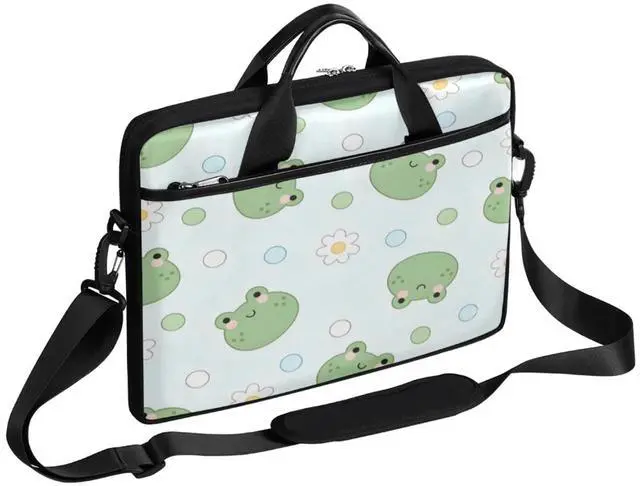 Main image of Laptop Bag for Women Men Waterproof Laptop Shoulder Bag 14-15.6 Inch Computer Messenger Bag Carrying Case (Cartoon Frogs)