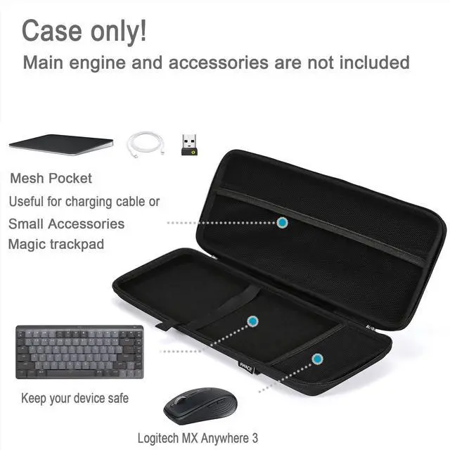Alt view image 3 of 5 - RAIACE Hard Storage Case Compatible with Logitech MX Keys Mini Mechanical Wireless Illuminated Performance Keyboard. (Case Only) - Black