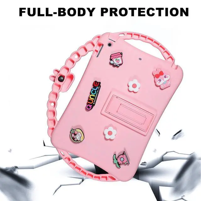 Alt view image 5 of 5 - Paorixln for iPad Mini 7th Generation 2024 Case Kids Girls, Shockproof Protective Silicone Case for iPad Mini 6th Generation 8.3 inch 2021 with 3 Handles,Straps & Mini Wallet, Cartoon Bunny(Pink)