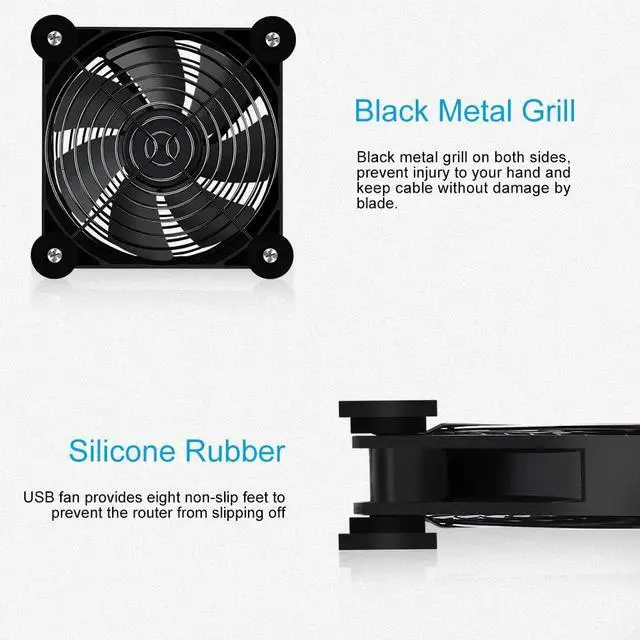 Alt view image 3 of 5 - NewHail 2Pack 140mm Mini USB Fan Computer Fan Multi-Speed Control, Reduction Heat for Router, Game Console, TV Box, Recipient, Modem, DVR, Playstation, AV-Cabin
