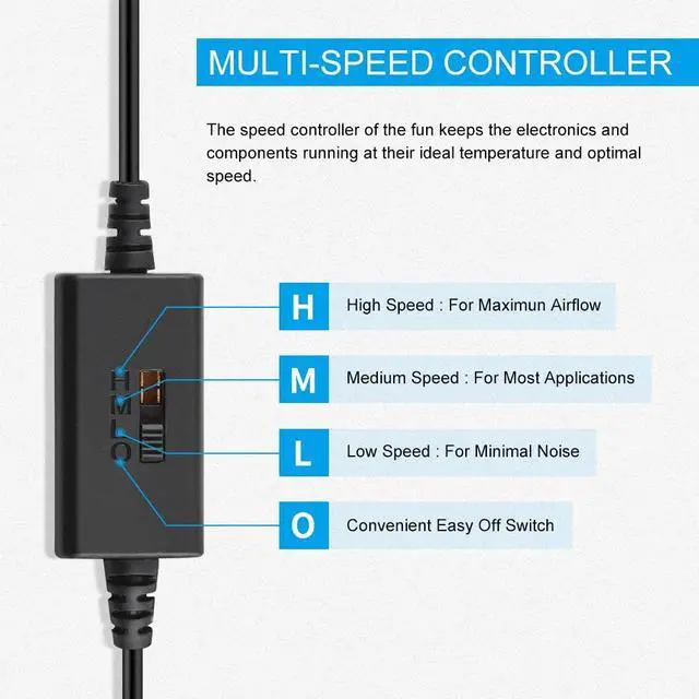 Alt view image 5 of 5 - NewHail 2Pack 140mm Mini USB Fan Computer Fan Multi-Speed Control, Reduction Heat for Router, Game Console, TV Box, Recipient, Modem, DVR, Playstation, AV-Cabin