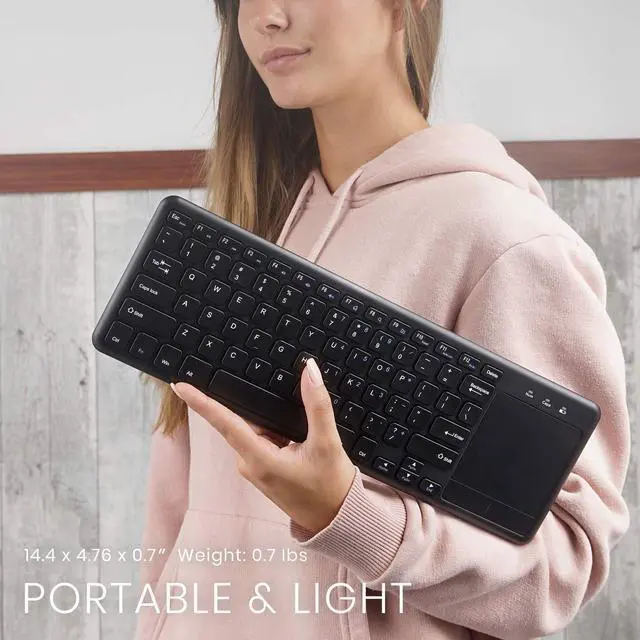 Alt view image 2 of 5 - Perixx PERIBOARD-716 Wireless Keyboard with Touchpad, Support Multiple Devices Connection with TV, Tablet and Smartphone, X Type Scissor Keys, Black, US English Layout