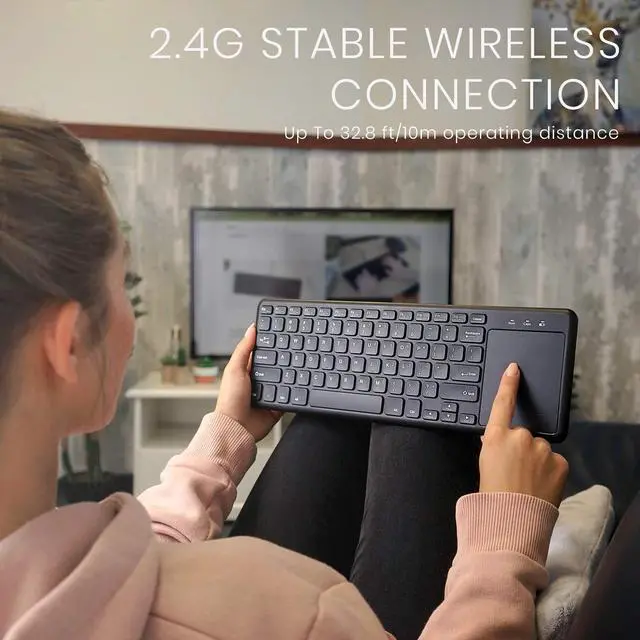 Alt view image 4 of 5 - Perixx PERIBOARD-716 Wireless Keyboard with Touchpad, Support Multiple Devices Connection with TV, Tablet and Smartphone, X Type Scissor Keys, Black, US English Layout
