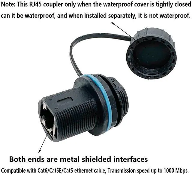 Alt view image 3 of 5 - PENGLIN 6PCS Waterproof CAT6 RJ45 Bulkhead Ethernet Coupler, Shielded RJ45 Industrial Panel Mount Connector,RJ45 Ethernet LAN Cable Connector Female to Female