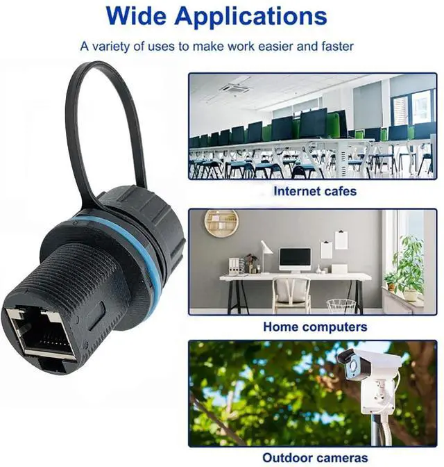 Alt view image 5 of 5 - PENGLIN 6PCS Waterproof CAT6 RJ45 Bulkhead Ethernet Coupler, Shielded RJ45 Industrial Panel Mount Connector,RJ45 Ethernet LAN Cable Connector Female to Female