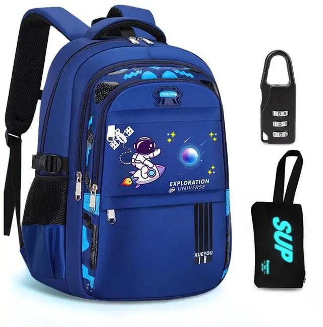 Main image of Relaxmate Girl Backpack for Boys. Bookbag for School with Anti-Theft Lock,Cool Backpack for Boys Includes Pencil Bag,Teenage Boys School Backpack Children Leisure Day Bag Student Book Bag Blue
