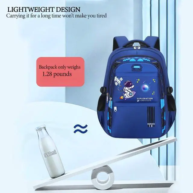 Alt view image 3 of 5 - Relaxmate Girl Backpack for Boys. Bookbag for School with Anti-Theft Lock,Cool Backpack for Boys Includes Pencil Bag,Teenage Boys School Backpack Children Leisure Day Bag Student Book Bag Blue