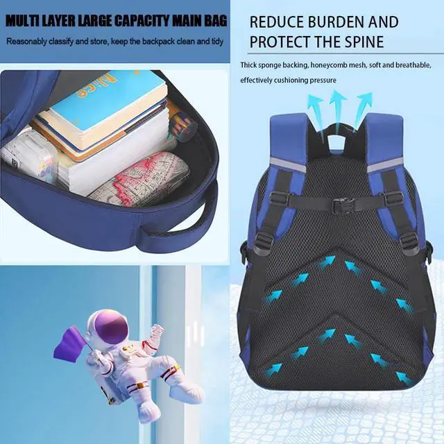 Alt view image 4 of 5 - Relaxmate Girl Backpack for Boys. Bookbag for School with Anti-Theft Lock,Cool Backpack for Boys Includes Pencil Bag,Teenage Boys School Backpack Children Leisure Day Bag Student Book Bag Blue
