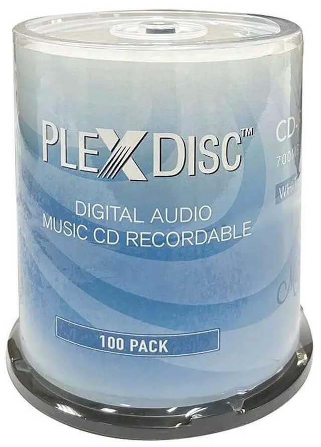 Main image of PlexDisc 52x Digital Audio Music CD-R Disc 700MB White Inkjet Printable - 100 PK Spindle (FFP)