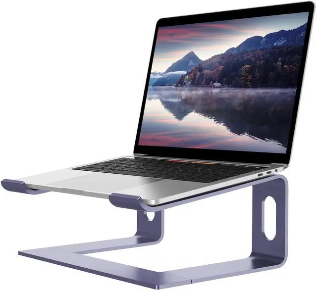 Main image of ALASHI Laptop Stand for Desk, Aluminum Computer Riser, Ergonomic Notebook Holder, Detachable Metal Laptops Elevator, PC Cooling Mount Support 10 to 15.6 Inches Notebook, Light Purple