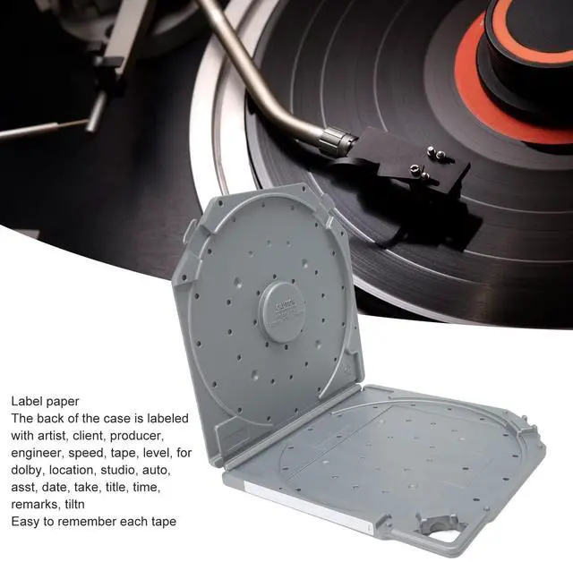 Alt view image 2 of 5 - 10 Inch Empty Tape Reel Storage Box, Reel to Reel Tape Storage Boxes with Label Paper and Carry Handle, Scratch Full, for Sound Tapes (Grey)