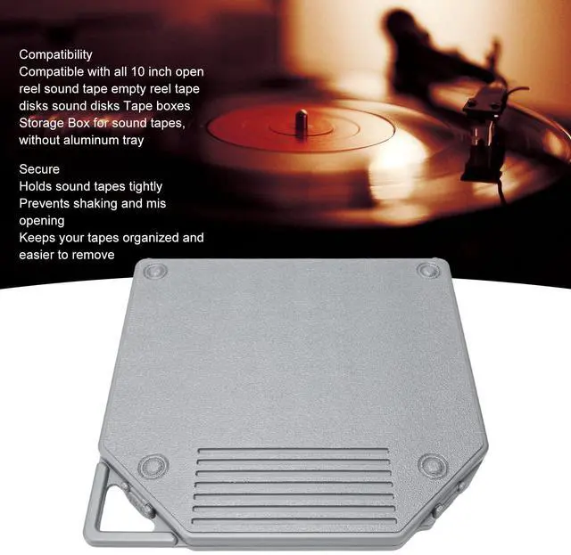 Alt view image 3 of 5 - 10 Inch Empty Tape Reel Storage Box, Reel to Reel Tape Storage Boxes with Label Paper and Carry Handle, Scratch Full, for Sound Tapes (Grey)