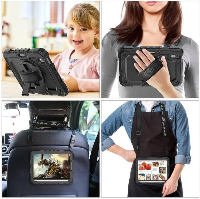 Alt view image 4 of 5 - SEYMAC stock Case for iPad Mini 7 (A17 Pro) 2024/ Mini 6 8.3'' with Screen Protector Pencil Holder [360 Rotating Hand Strap] &Stand, Drop-Proof Case for iPad Mini 7th/6th Generation 8.3", Black