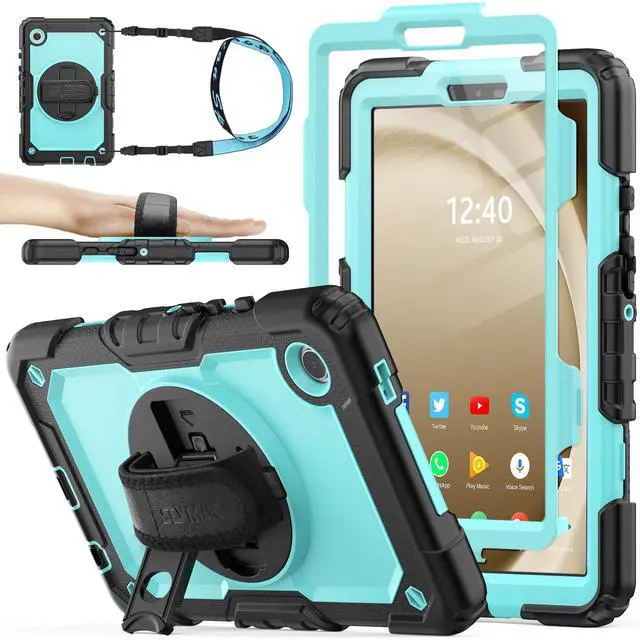 Main image of SEYMAC stock Case for Samsung Galaxy Tab A9 8.7'', Full-Body Drop Protection Case with Screen Protector Pencil Holder [360° Rotating Hand Strap] &Stand, SkyBlue+Black
