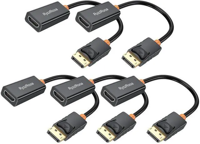 Main image of RyzzRooa 4K DisplayPort to HDMI Adapter, 5 Pack, Gold-Plated Male Display Port to Female HDMI Adapter, Uni-Directional DP to HDMI Adapter Cable Compatible with PC, Laptop, Monitor, Projector