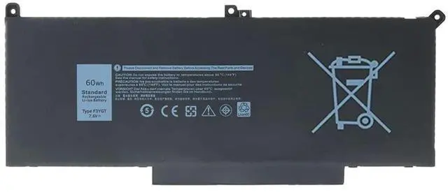 Main image of F3YGT Laptop Battery for Dell Latitude 7280 7290 7380 7390 7480 7490 Series PS28S PS28S001 PS28S002 P29S P29S001 P29S002 P73G P73G001 P73G002 451-BBYE 453-BBCF DM3WC DM6WC 2X39G KG7VF 7.6V 60WH