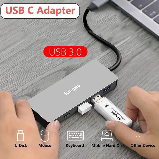 Alt view image 2 of 5 - USB C Hub 6 in 1 Laptop Docking Station USB to HDMI Multiport Adapter with 3 USB 3.0 Ports, 1 USB-C Port and 1 PD Port Compatible for Windows, Mac and Linux