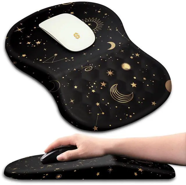 Main image of Ergonomic Wrist Rest Support Mouse Pad, Massage Design Relief Carpal Tunnel Pain, Entire Memory Foam Non-Slip, Computer Mouse Pads for Wireless, Starry Sky
