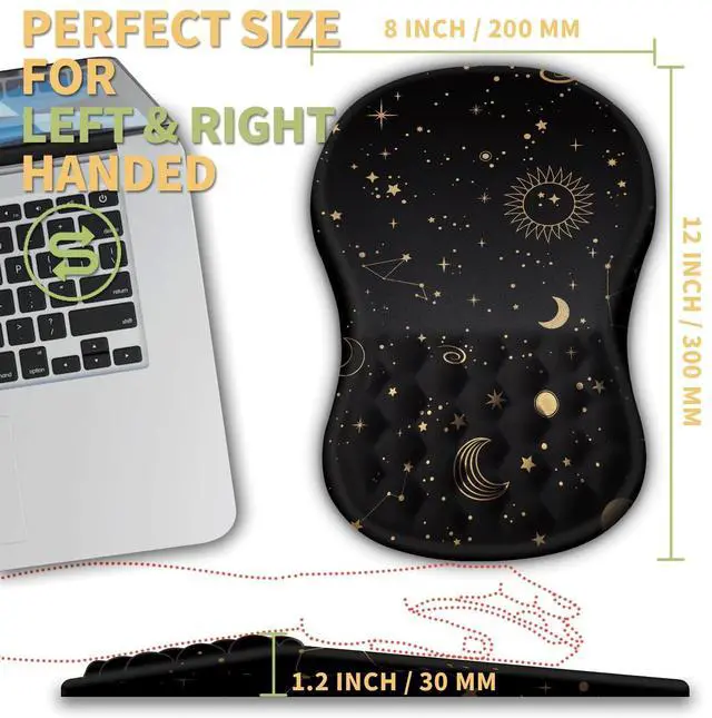 Alt view image 4 of 5 - Ergonomic Wrist Rest Support Mouse Pad, Massage Design Relief Carpal Tunnel Pain, Entire Memory Foam Non-Slip, Computer Mouse Pads for Wireless, Starry Sky