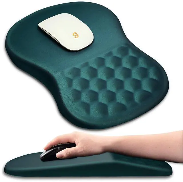 Main image of Ergonomic Wrist Rest Mouse Pad with Massage Design, Non-Slip Memory Foam, Relief for Carpal Tunnel Pain, Green