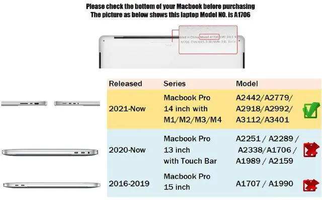 Alt view image 2 of 5 - Se7enline Compatible with 2021-2024 MacBook Pro 14 inch Case for Mac Pro 14-inch A2442 A2779 A2918 A2992 A3112 A3401 M4 M3 M2 M1&Keyboard Cover &Sleeve &Screen Protector&Dust Plug, Crystal Black