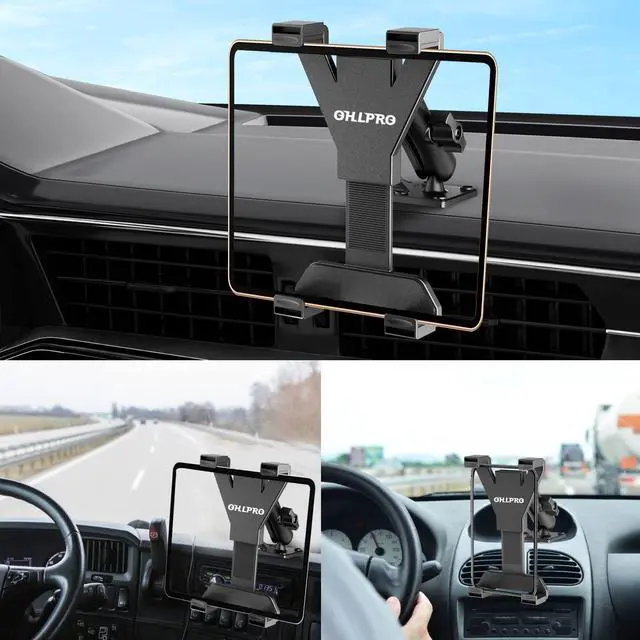 Alt view image 2 of 5 - OHLPRO Heavy Duty Drill Base Tablet Holder Car Mount, iPad Mount for Truck Compatible with 7"-13" Tablets, Adjustable Angle, Sturdy Design, Ideal for Cars,Wall, Commercial Vehicles - Includes Screws