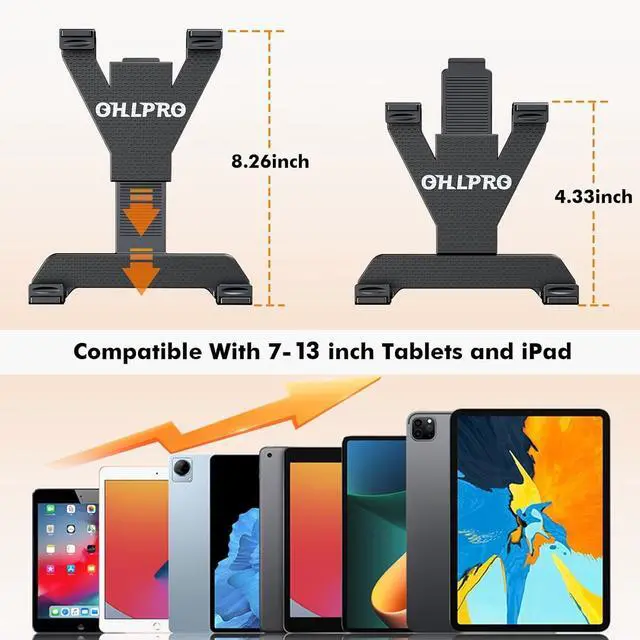 Alt view image 3 of 5 - OHLPRO Heavy Duty Drill Base Tablet Holder Car Mount, iPad Mount for Truck Compatible with 7"-13" Tablets, Adjustable Angle, Sturdy Design, Ideal for Cars,Wall, Commercial Vehicles - Includes Screws