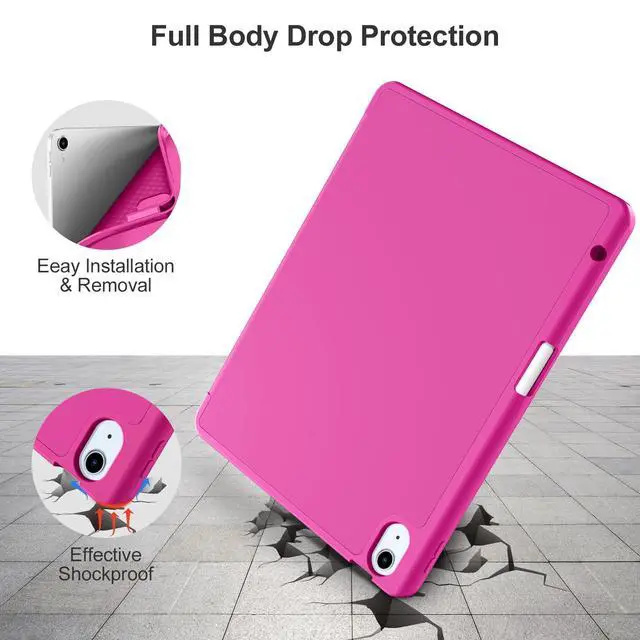 Alt view image 4 of 5 - Akkerds Compatible with iPad Air 11 Inch Case 7th/6th Generation (M3/M2) 2025/2024, for iPad Air 5th/4th Generation Case 10.9 Inch 2022/2020 with Pencil Holder[Auto Sleep/Wake], Rose