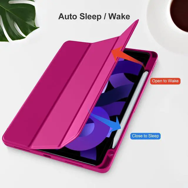 Alt view image 5 of 5 - Akkerds Compatible with iPad Air 11 Inch Case 7th/6th Generation (M3/M2) 2025/2024, for iPad Air 5th/4th Generation Case 10.9 Inch 2022/2020 with Pencil Holder[Auto Sleep/Wake], Rose