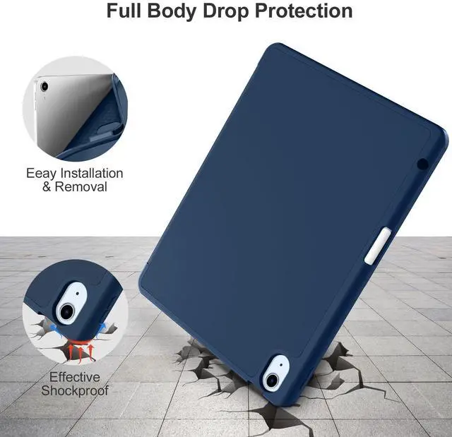 Alt view image 4 of 5 - Akkerds Compatible with iPad Air 11 Inch Case 7th/6th Generation (M3/M2) 2025/2024, for iPad Air 5th/4th Generation Case 10.9 Inch 2022/2020 with Pencil Holder[Auto Sleep/Wake], Navyblue