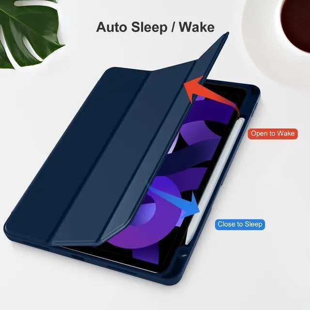 Alt view image 5 of 5 - Akkerds Compatible with iPad Air 11 Inch Case 7th/6th Generation (M3/M2) 2025/2024, for iPad Air 5th/4th Generation Case 10.9 Inch 2022/2020 with Pencil Holder[Auto Sleep/Wake], Navyblue