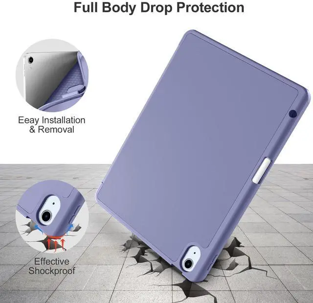 Alt view image 4 of 5 - Akkerds Compatible with iPad Air 11 Inch Case 7th/6th Generation (M3/M2) 2025/2024, for iPad Air 5th/4th Generation Case 10.9 Inch 2022/2020 with Pencil Holder[Auto Sleep/Wake], Lightpurple