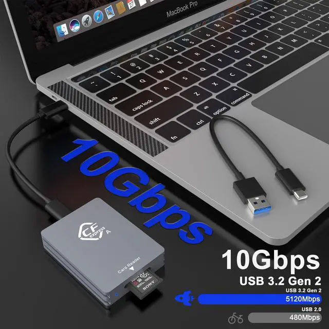 Alt view image 2 of 5 - Rytaki CFexpress Type A Card Reader USB C, 10Gbps, USB 3.2 Gen2, CF Express Type A to USB C/A Adapter