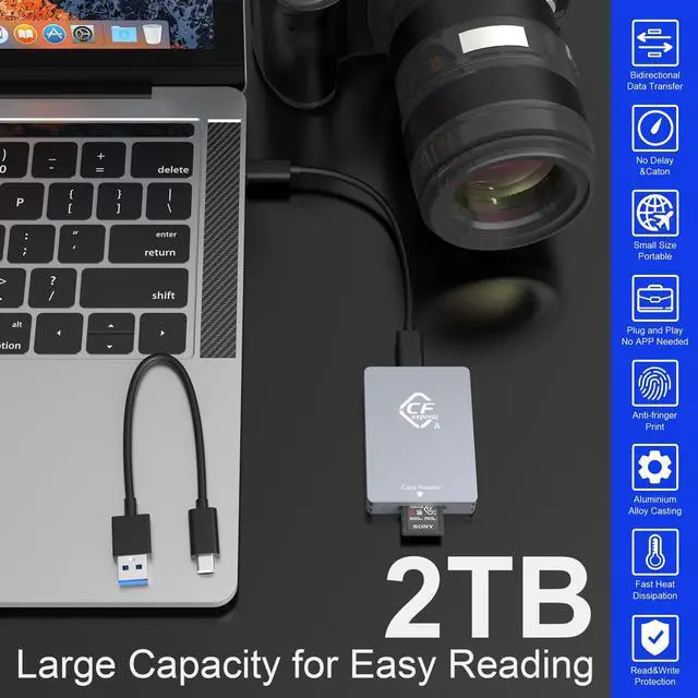 Alt view image 3 of 5 - Rytaki CFexpress Type A Card Reader USB C, 10Gbps, USB 3.2 Gen2, CF Express Type A to USB C/A Adapter