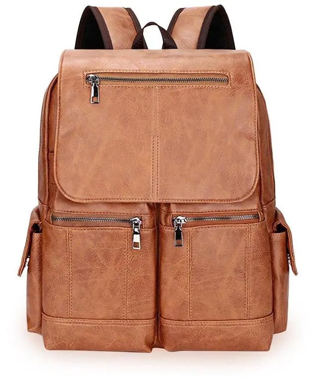 Main image of Shwekyung Laptop Large Leather Backpack for Women Man Teather Business Travel Work College Computer Backpack Brown