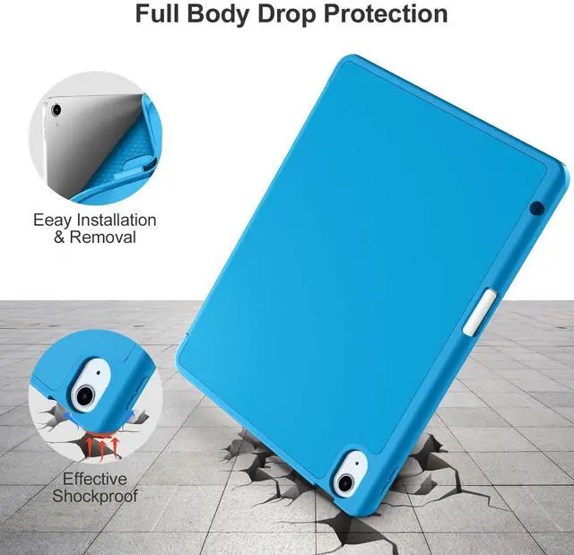 Alt view image 4 of 5 - Akkerds Compatible with iPad Air 11 Inch Case 7th/6th Generation (M3/M2) 2025/2024, for iPad Air 5th/4th Generation Case 10.9 Inch 2022/2020 with Pencil Holder[Auto Sleep/Wake], LightBlue