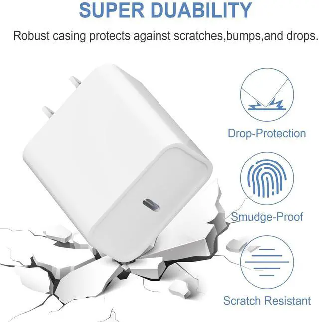 Alt view image 4 of 5 - iPhone 14 13 12 11 Charger Fast Charging iPhone Fast Charger 3-Pack 20W iPad Charger 6FT C Chargers Fast Charging Cord Whit iPhone 14/14 Pro Max/13 Pro/13/12 Mini/12 Pro Max/11 Pro Max/Xs and iPad