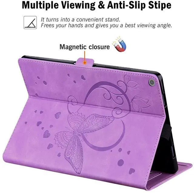 Alt view image 5 of 5 - Case for Fire HD 10 Tablet 9th/7th/5th Generation 2019/2017/2015 Release, Multiple Angles Viewing Stand Cover Soft TPU Back Cover with Pen Holder and Auto Wake/Sleep, Purple