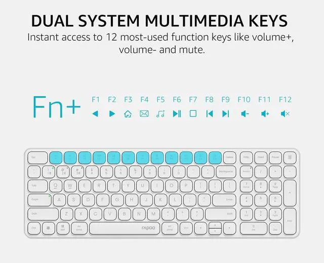 Alt view image 5 of 5 - Rapoo E9310M Wireless Keyboard for Mac/iPad/PC, Multi-Device Bluetooth Keyboard with Number Pad, Low-Profile, Quiet Typing, 99-Key, Battery Powered, Support 4 Devices for Windows, Linux, Chrome, Mac