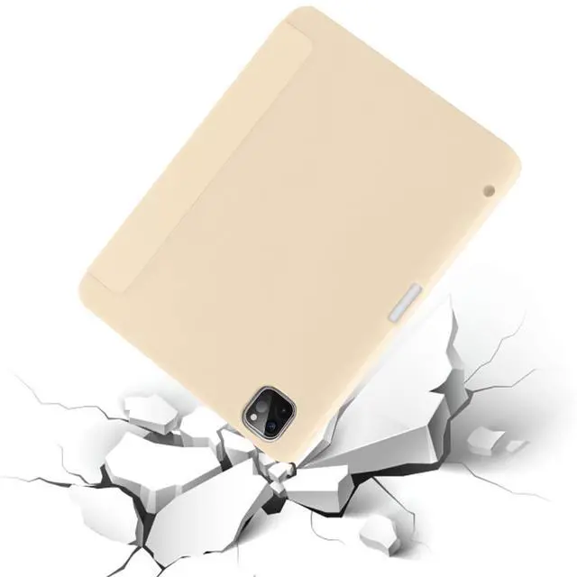 Alt view image 3 of 5 - SIWENGDE Cases for iPad Pro 12.9 Case 6th/5th/4th Generation (2022/2021/2020) with Pencil Holder [Apple Pencil Wireless Charging] Soft TPU Smart Tri-fold Stand Protective Cover(Champagne Gold)