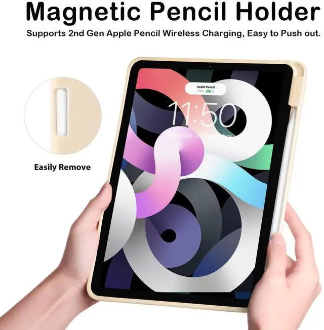 Alt view image 4 of 5 - SIWENGDE Cases for iPad Pro 12.9 Case 6th/5th/4th Generation (2022/2021/2020) with Pencil Holder [Apple Pencil Wireless Charging] Soft TPU Smart Tri-fold Stand Protective Cover(Champagne Gold)