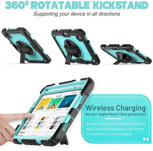 Alt view image 5 of 5 - SEYMAC stock Case for iPad Mini 7 (A17 Pro)2024/ Mini 6 8.3'' with Screen Protector Pencil Holder [360 Rotating Hand Strap] &Stand, Drop-Proof Case for iPad Mini 7th/6th Generation 8.3", SkyBlue+Black