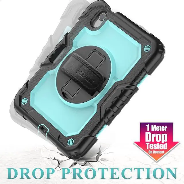 Alt view image 3 of 5 - SEYMAC stock Case for iPad Mini 7 (A17 Pro)2024/ Mini 6 8.3'' with Screen Protector Pencil Holder [360 Rotating Hand Strap] &Stand, Drop-Proof Case for iPad Mini 7th/6th Generation 8.3", SkyBlue+Black