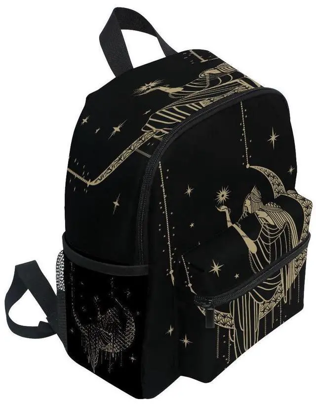 Alt view image 2 of 5 - Cute Toddler Backpack Mini Travel Bag Sacral Night Girl on Moon for Baby Girl Boy Age 3-7