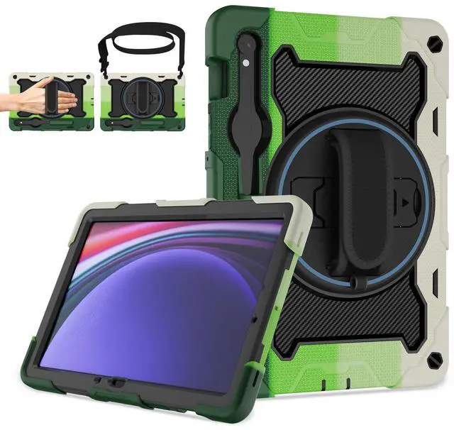 Main image of ROSROME for Samsung Galaxy Tab Tab S10 FE / S9 / S9 FE 5G, Heavy Duty Shockproof Protective Case with Screen Protector, 360 Stand, Hand Strap and Pen Holder for Galaxy Tab S10 FE /S9 FE 10.9''/S9 11''