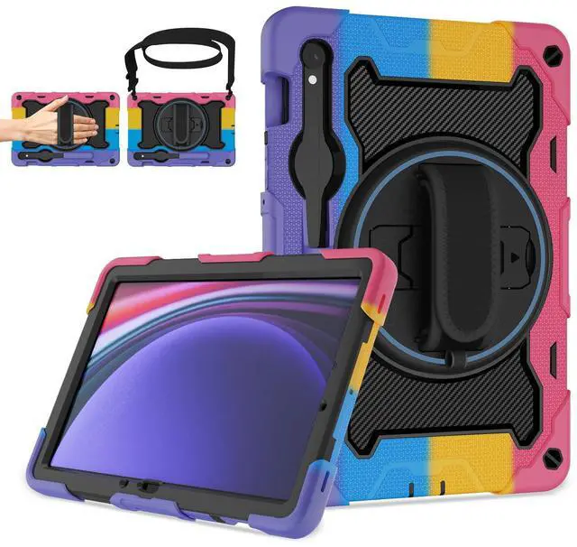 Main image of ROSROME for Samsung Galaxy Tab Tab S10 FE / S9 / S9 FE 5G, Heavy Duty Shockproof Protective Case with Screen Protector, 360 Stand, Hand Strap and Pen Holder for Galaxy Tab S10 FE /S9 FE 10.9''/S9 11''