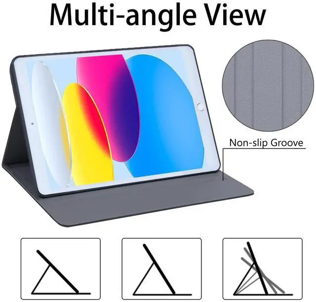 Alt view image 3 of 5 - Case for Samsung Galaxy Tab S8 Plus 2022/S7 FE 2021/S7 Plus 2020 12.4 inch, Ultra-Thin Multi-Angle Bracket Full Body Case with Wake/Sleep Function - French Bulldogs