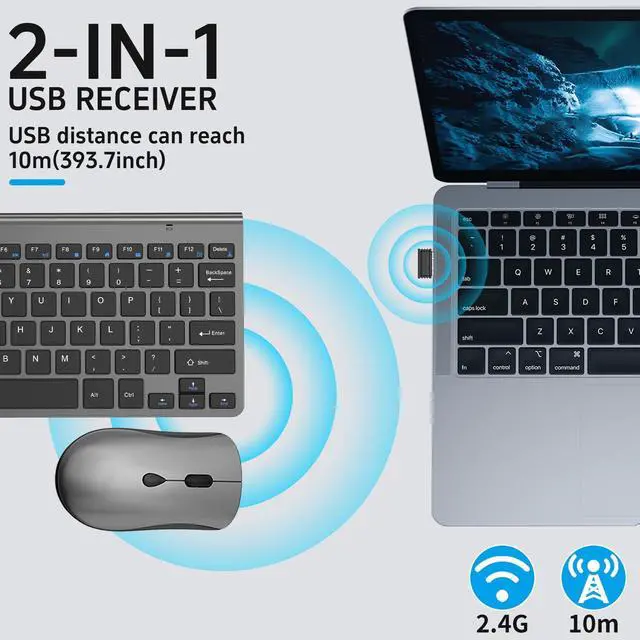 Alt view image 2 of 5 - 2.4G Wireless Keyboard and Mouse Compact Keyboard Mini Portable Silent Mouse, Suitable for Laptops Mac PC,  Travel Keyboard and Mouse